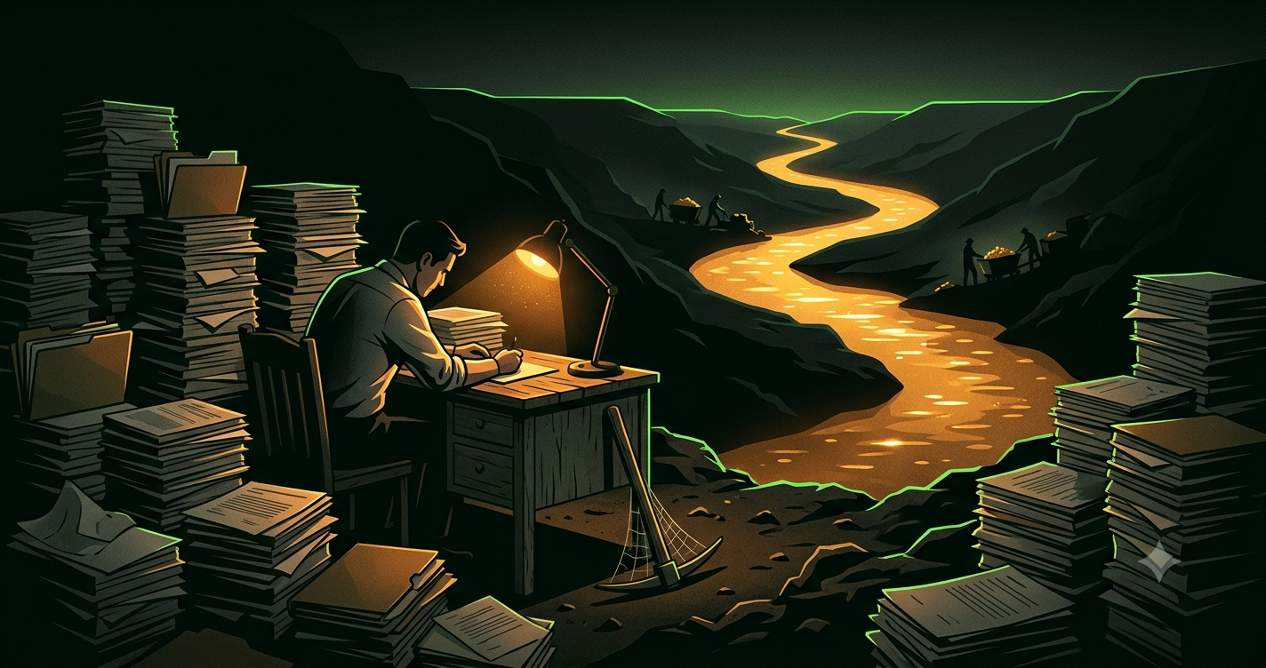 Mortgage broker buried in paperwork at a desk while a gold rush runs in the distance. The capacity ceiling explained.