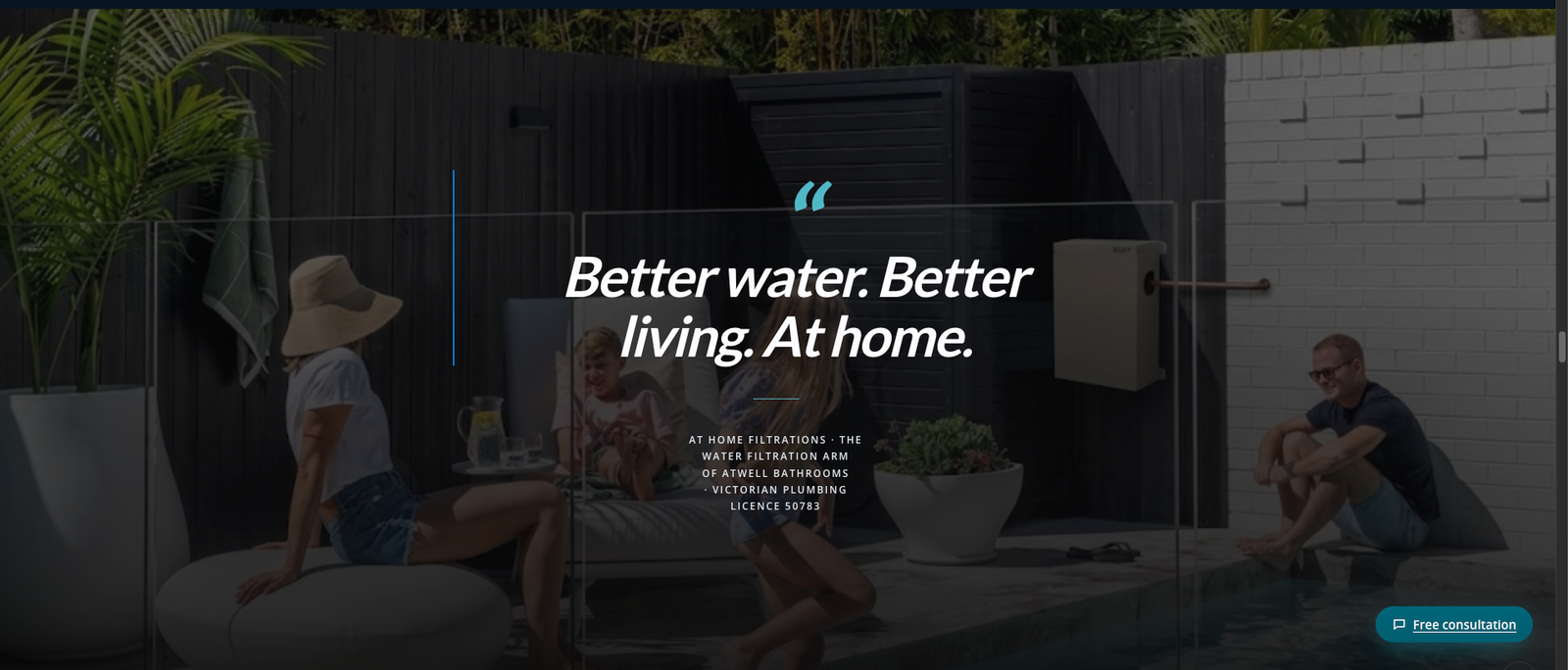 At Home Filtrations water filtration service pages built by ChadScales on the Atwell Bathrooms website
